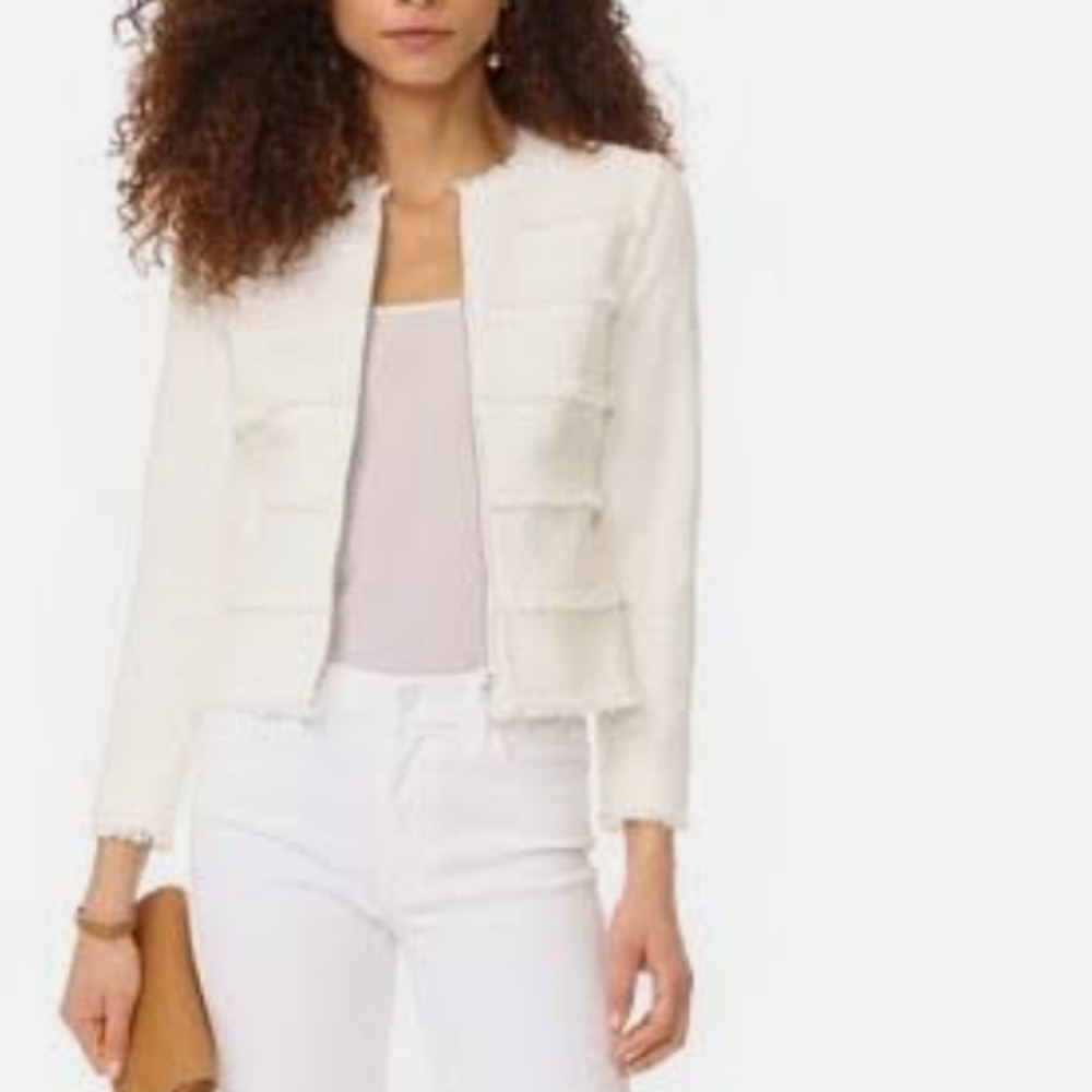 STUNNING REBECCA TAYLOR textured tweed frill jacket - Picture 7 of 14